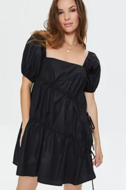 Tiered Puff-Sleeve Mini Dress