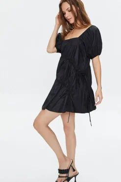 Tiered Puff-Sleeve Mini Dress