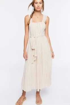 Tiered Striped Midi Dress