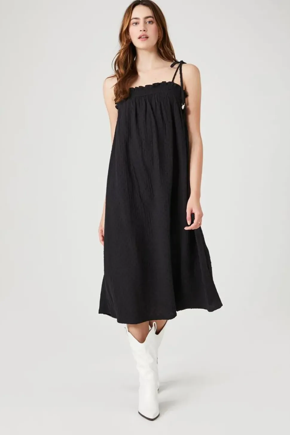 Tie-Strap Shift Midi Dress