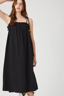Tie-Strap Shift Midi Dress
