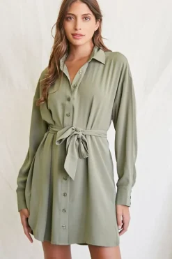 Tie-Waist Shirt Dress