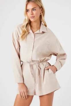 Tie-Waist Shirt Romper