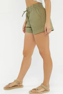 Tie-Waist Twill Shorts