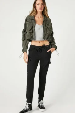 Toggle-Drawstring Bomber Jacket