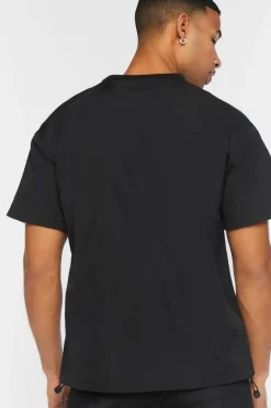 Toggle Drawstring Woven Crew Neck Tee