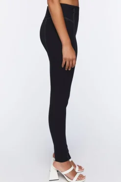 Topstitched Split-Hem Leggings