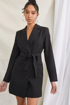 Tortoiseshell-Buttoned Blazer Dress