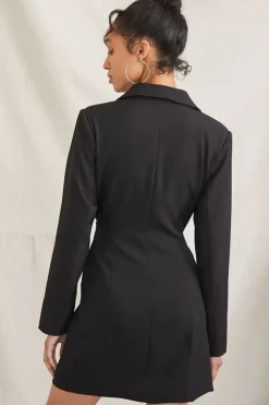 Tortoiseshell-Buttoned Blazer Dress