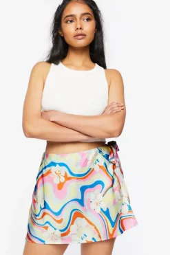 Tropical Floral Print Mini Skirt