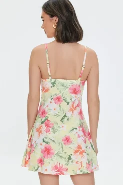 Tropical Floral Print Skater Dress