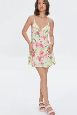 Tropical Floral Print Skater Dress