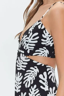 Tropical Leaf Print Mini Dress
