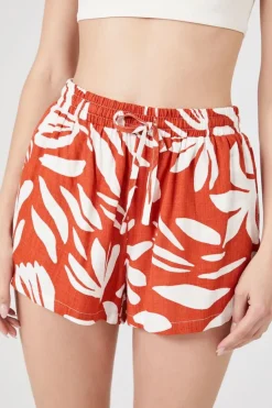Tropical Print Drawstring Shorts