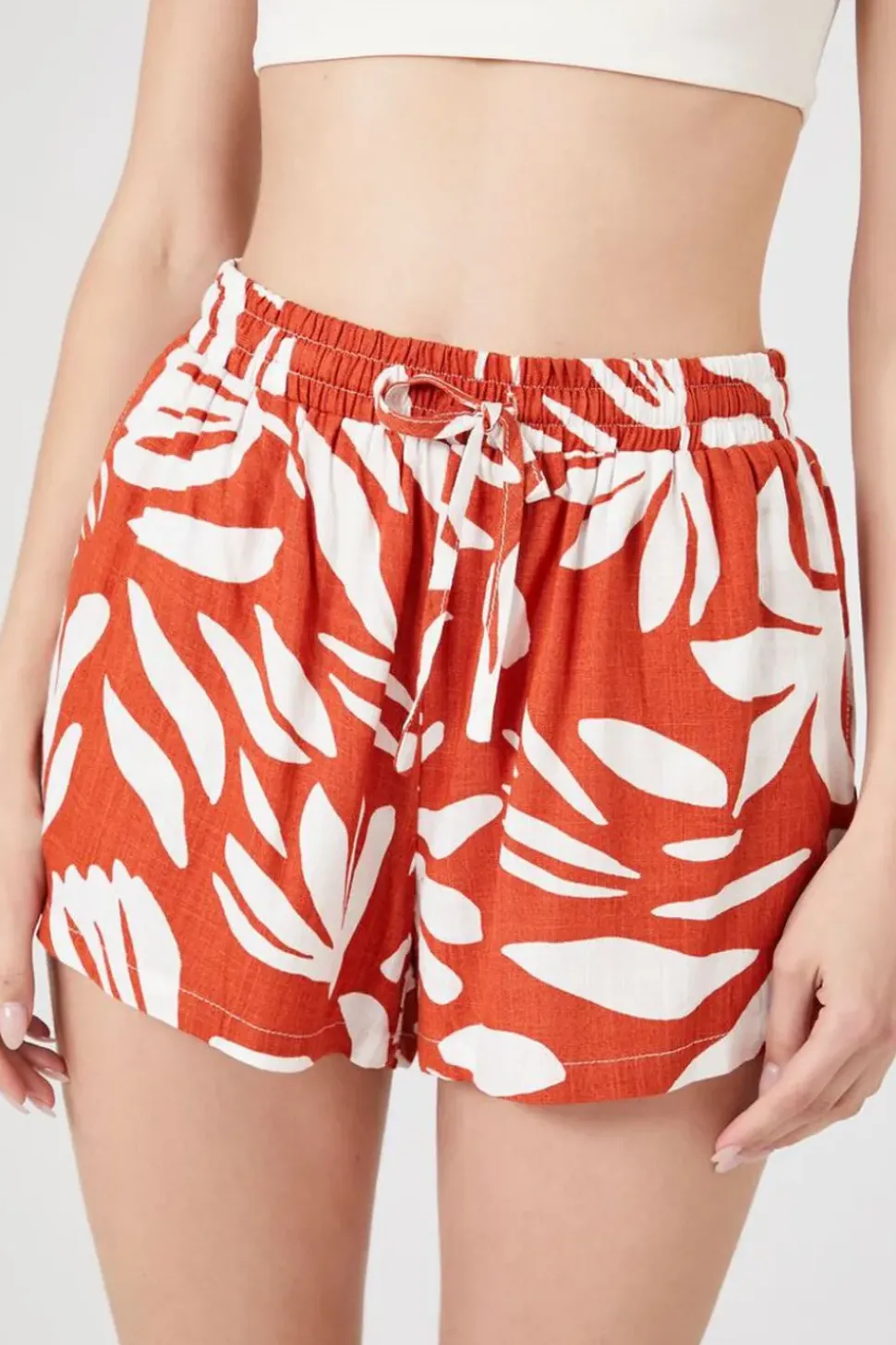 Tropical Print Drawstring Shorts