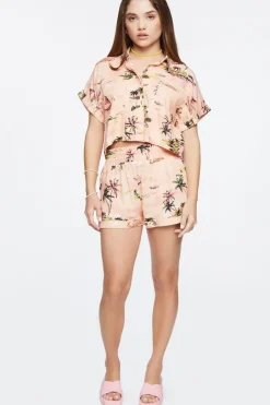 Tropical Print High-Rise Shorts