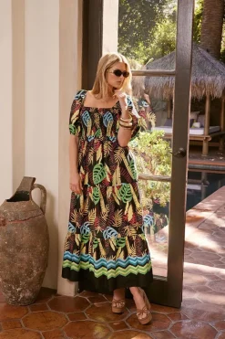 Tropical Print Maxi Dress