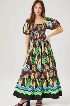 Tropical Print Maxi Dress