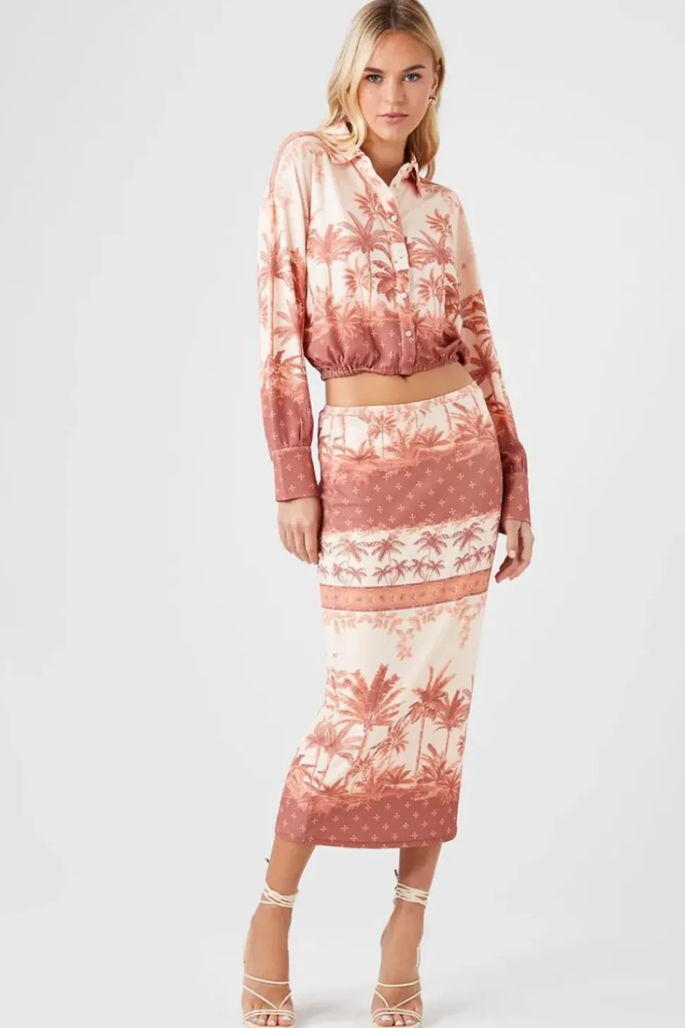 Tropical Print Midi Skirt