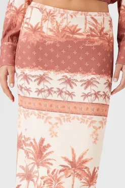 Tropical Print Midi Skirt