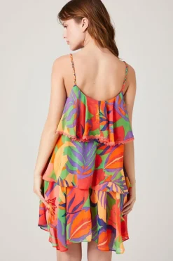Tropical Print Tiered Dress