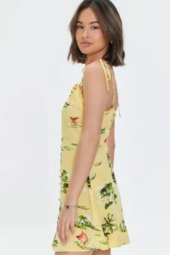 Tropical Ruffled Cami Dress