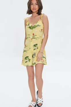 Tropical Ruffled Cami Dress