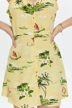 Tropical Ruffled Cami Dress