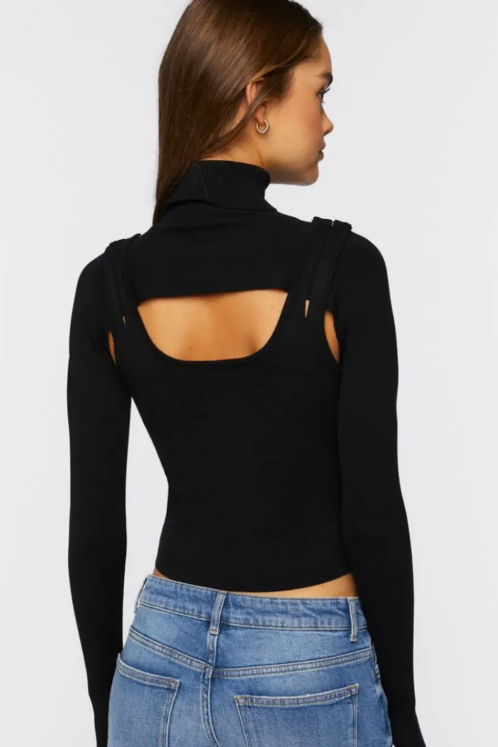 Turtleneck Combo Sweater-Knit Top