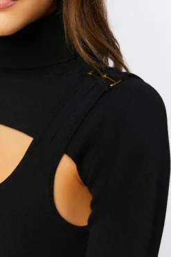 Turtleneck Combo Sweater-Knit Top