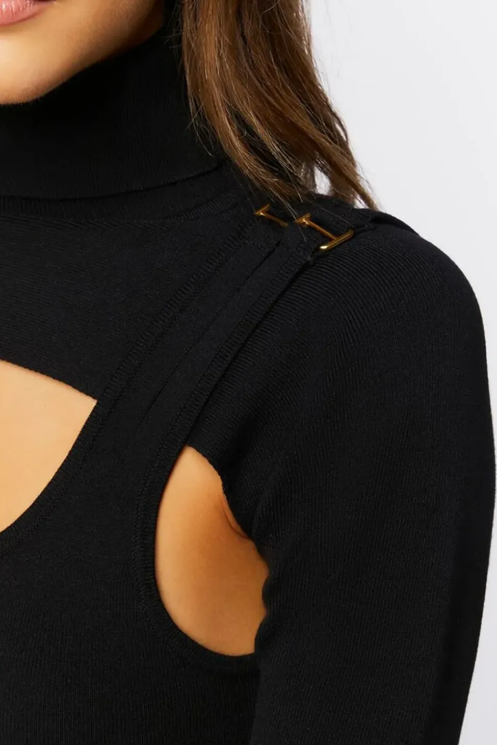 Turtleneck Combo Sweater-Knit Top