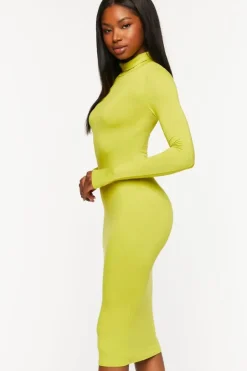 Turtleneck Long-Sleeve Midi Dress