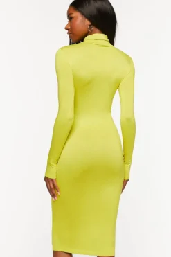 Turtleneck Long-Sleeve Midi Dress