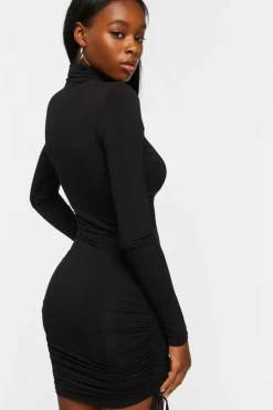 Turtleneck Ruched Mini Dress