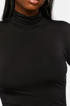 Turtleneck Ruched Mini Dress