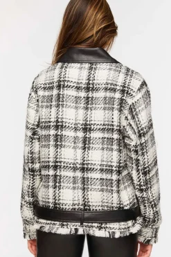 Tweed & Faux Leather Moto Jacket