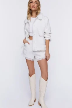 Tweed Frayed-Trim Shacket