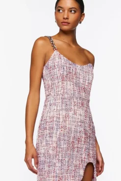 Tweed One-Shoulder Mini Dress