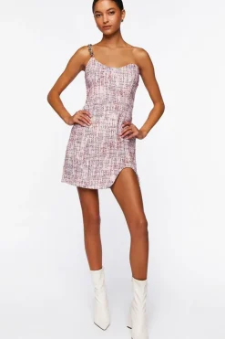 Tweed One-Shoulder Mini Dress