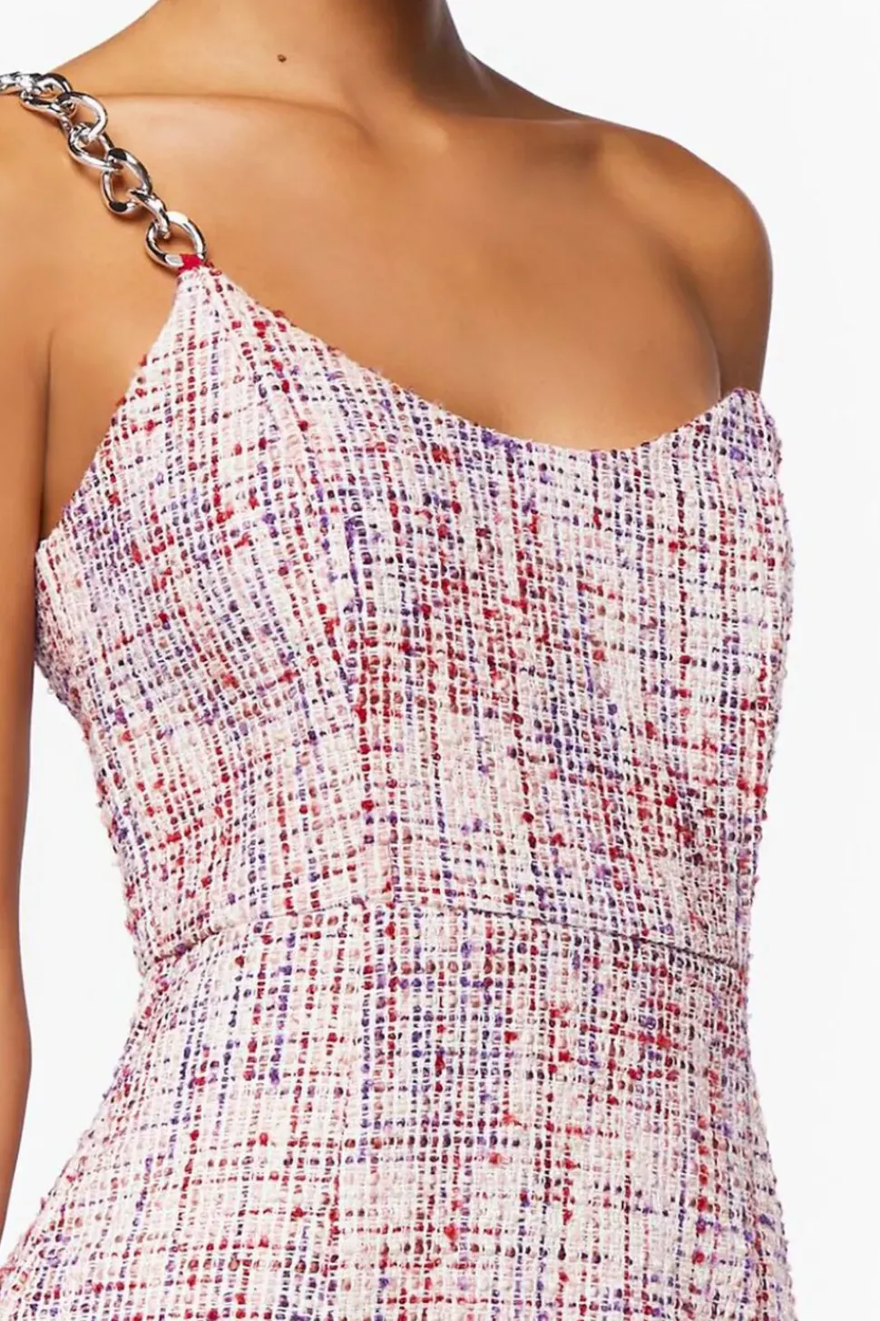 Tweed One-Shoulder Mini Dress