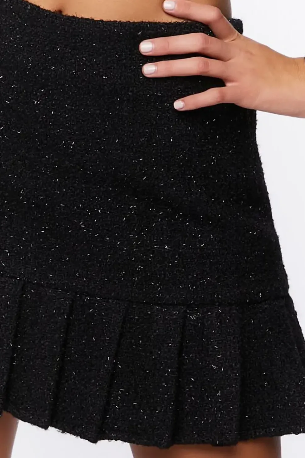 Tweed Pleated Mini Skirt
