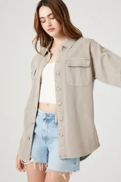 Twill Button-Up Shacket