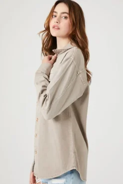 Twill Button-Up Shacket