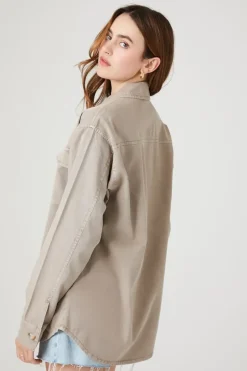 Twill Button-Up Shacket