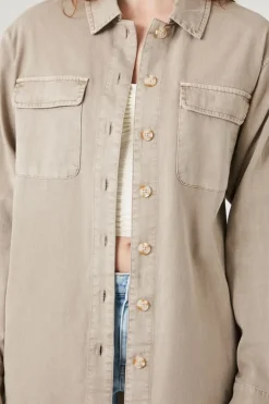 Twill Button-Up Shacket