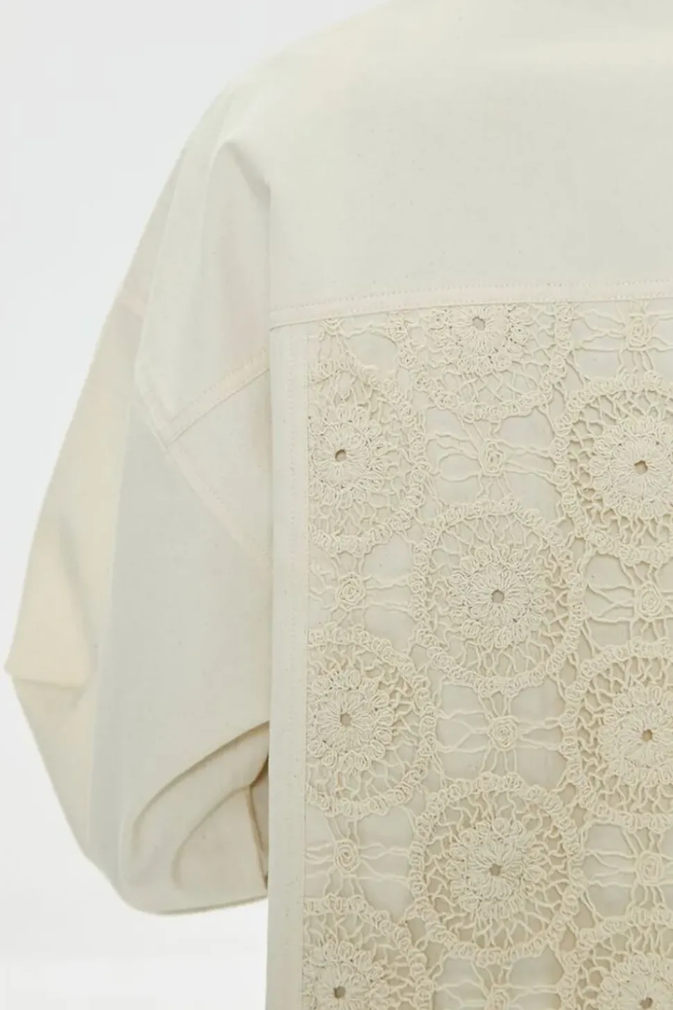 Twill Crochet-Panel Shacket