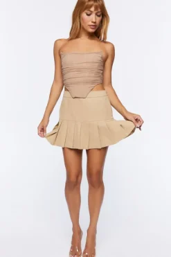 Twill Drop-Waist Mini Skirt