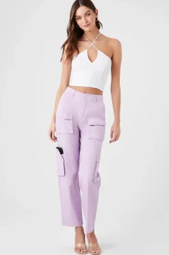 Twill High-Rise Cargo Pants