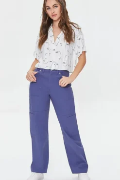 Twill High-Rise Pants