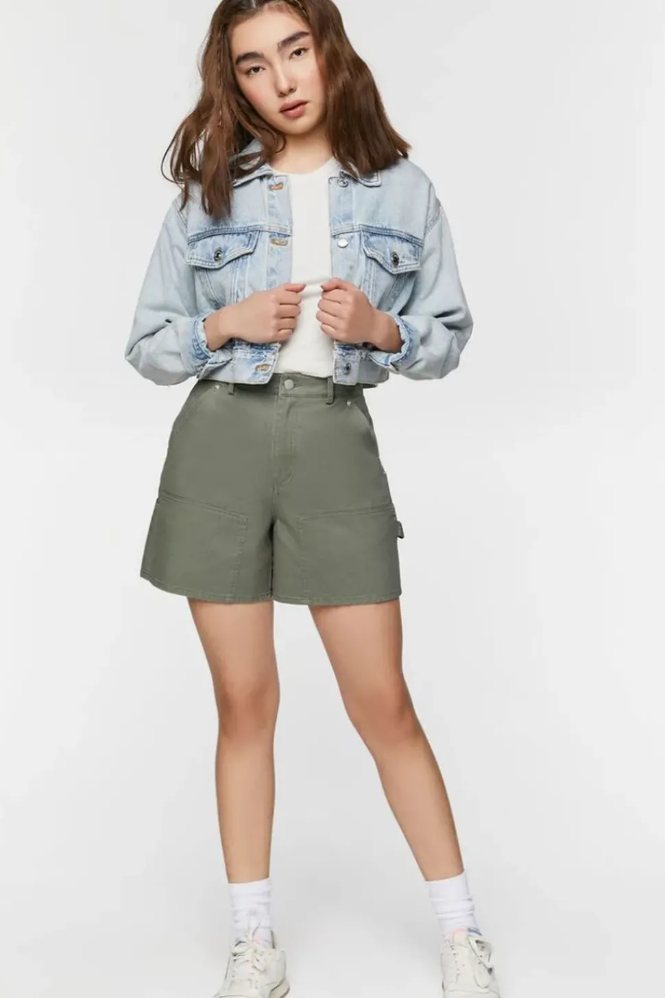 Twill Mid-Rise Bermuda Shorts